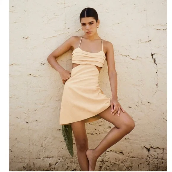midi dress katun linen Linen Drawstring Midi Dress main image 1